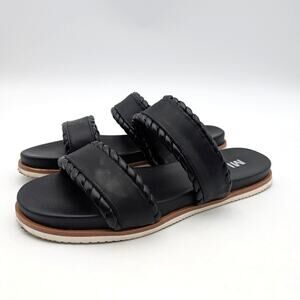MIA Vada Two-Strap Slide Sandal Open Round Toe Women's Black Size US9 EU39